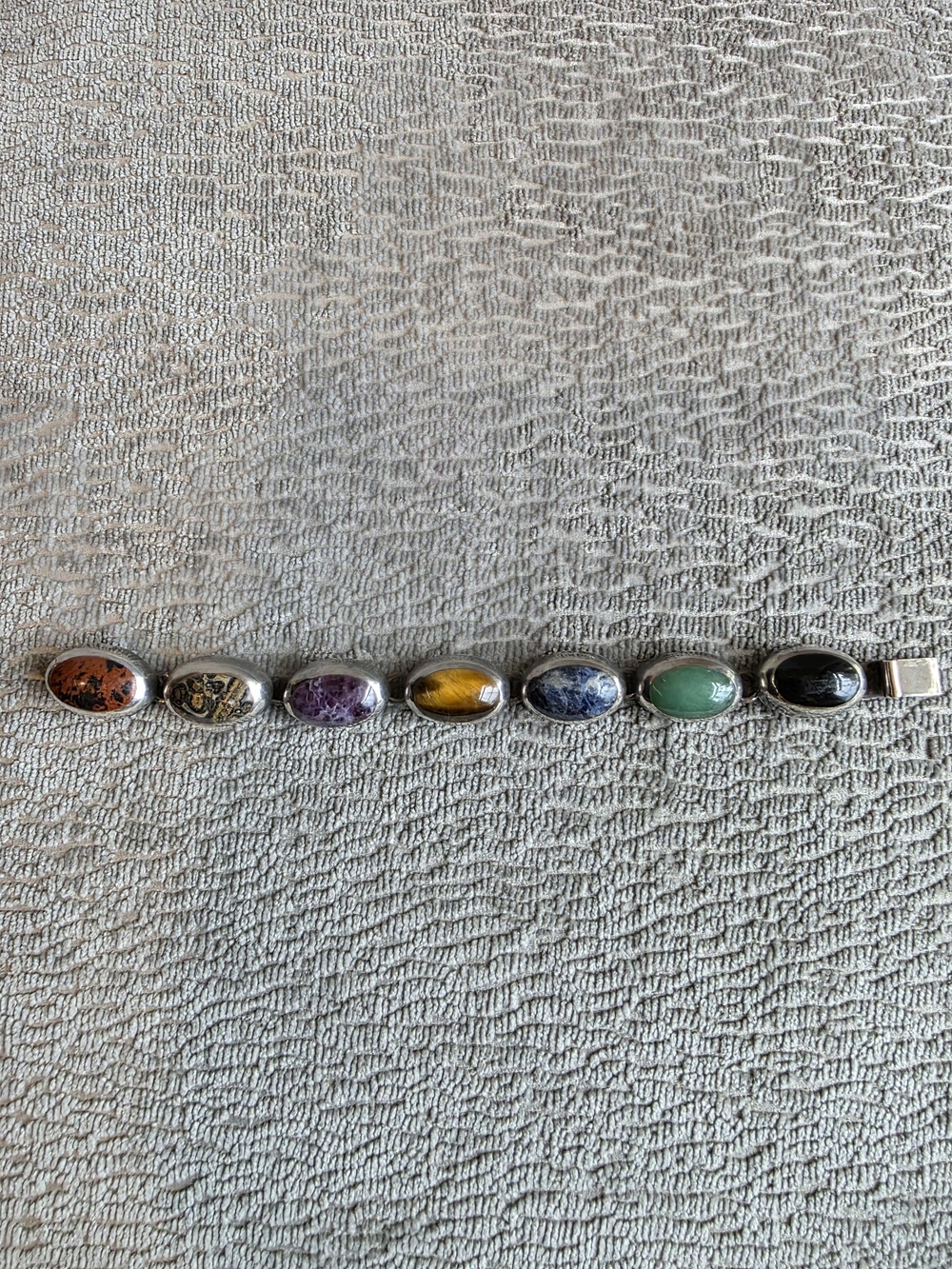 Vintage Sterling Silver Inlay Multi Gemstone Bracelet Taxco Mexico 925 - Picture 5 of 16